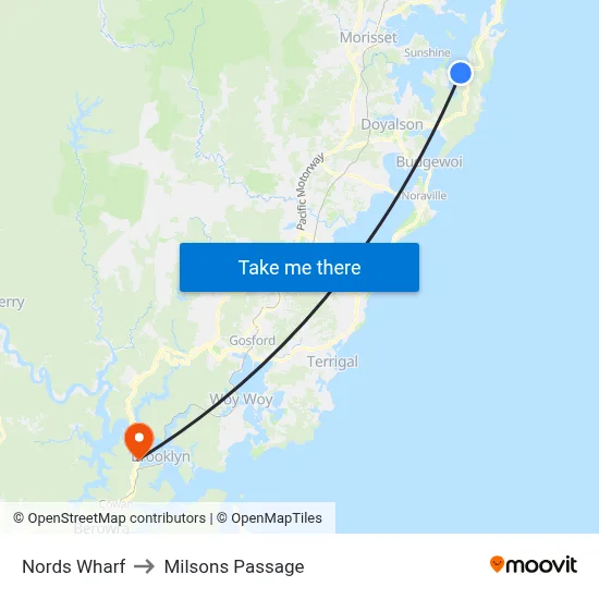 Nords Wharf to Milsons Passage map