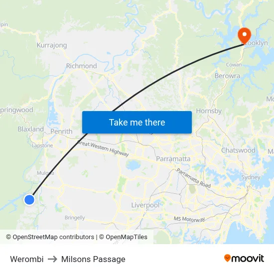 Werombi to Milsons Passage map