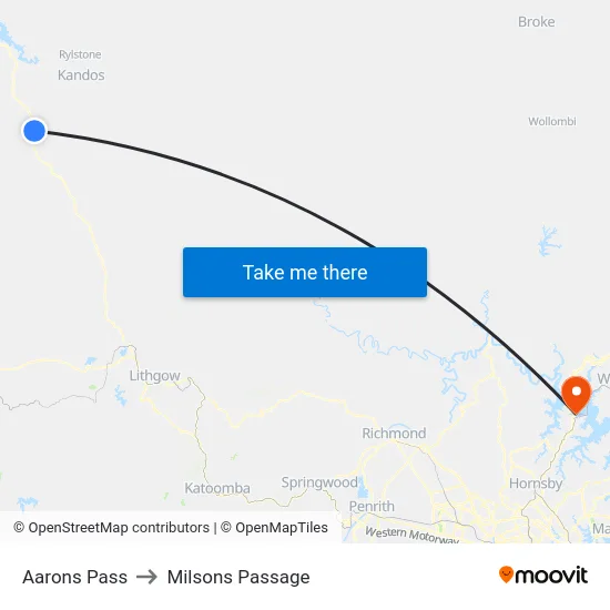 Aarons Pass to Milsons Passage map
