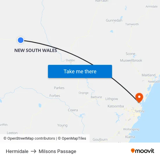 Hermidale to Milsons Passage map