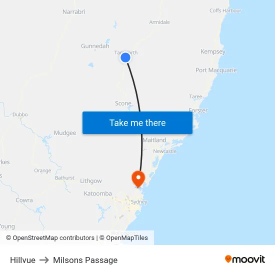 Hillvue to Milsons Passage map