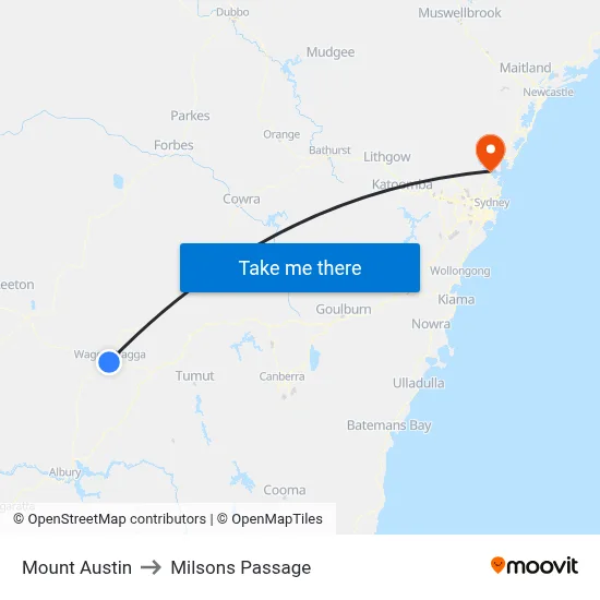 Mount Austin to Milsons Passage map