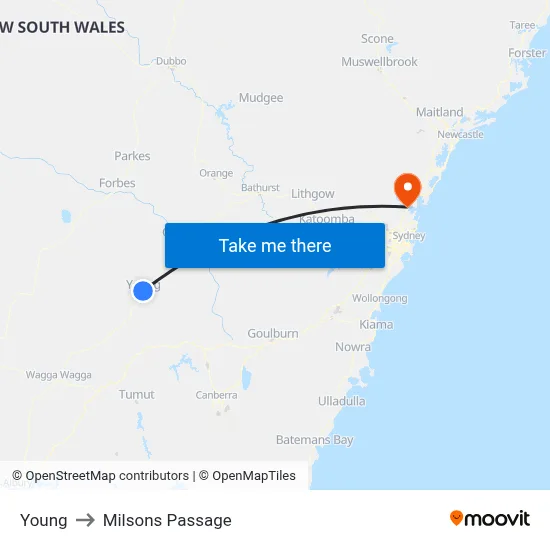 Young to Milsons Passage map