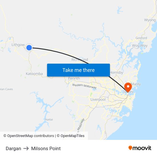 Dargan to Milsons Point map