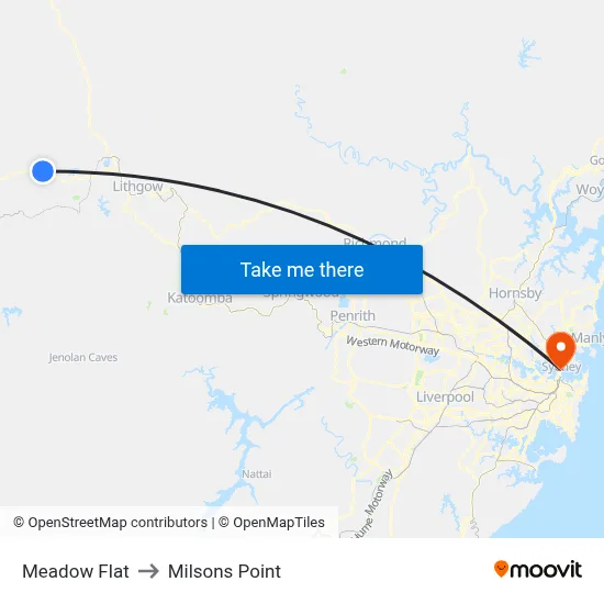 Meadow Flat to Milsons Point map