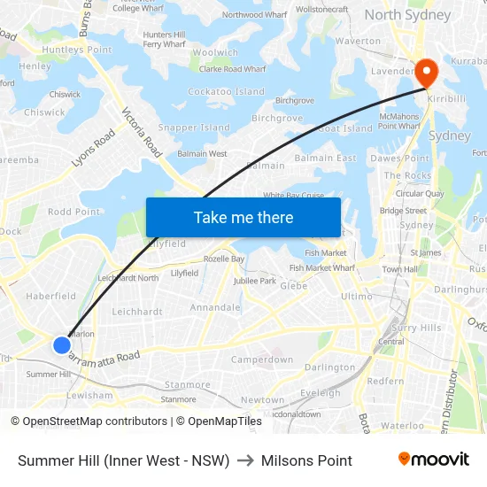 Summer Hill (Inner West - NSW) to Milsons Point map