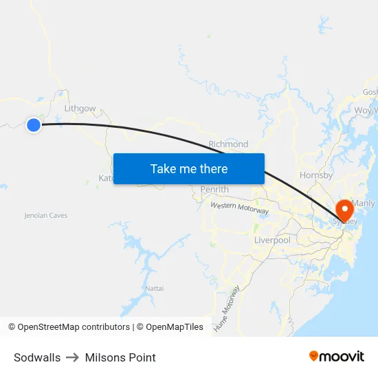 Sodwalls to Milsons Point map