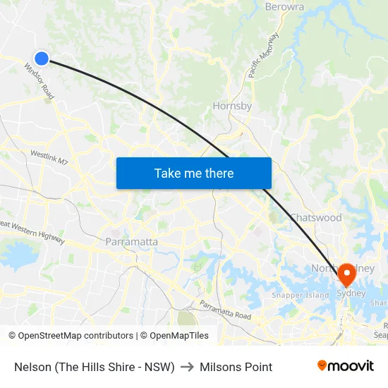 Nelson (The Hills Shire - NSW) to Milsons Point map