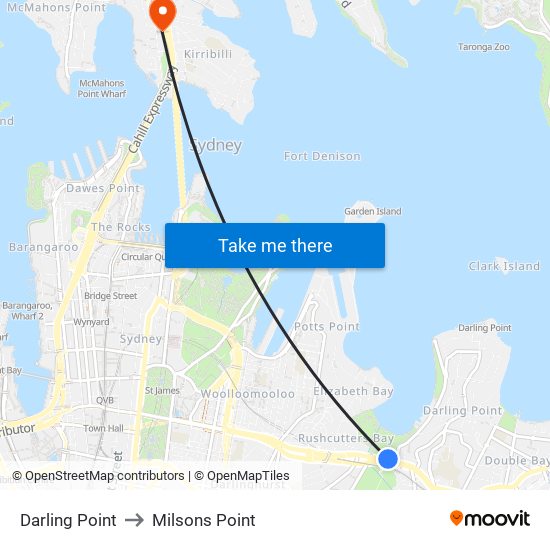 Darling Point to Milsons Point map