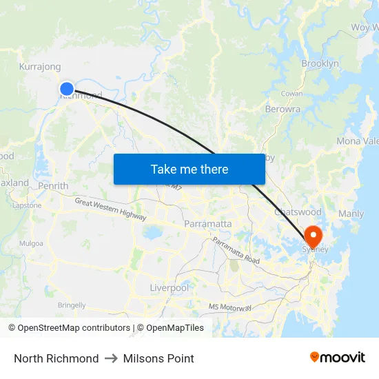 North Richmond to Milsons Point map