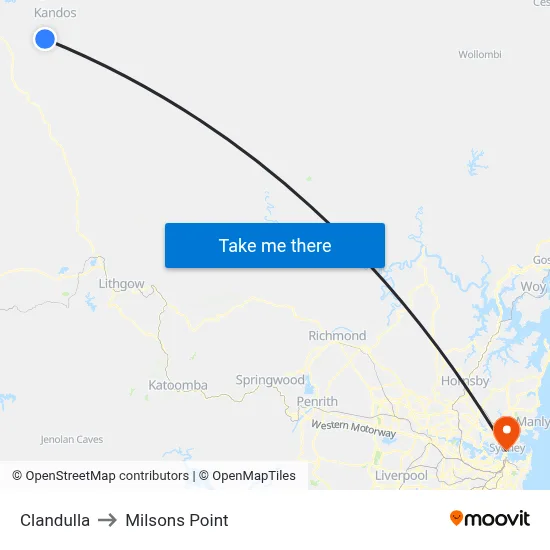 Clandulla to Milsons Point map