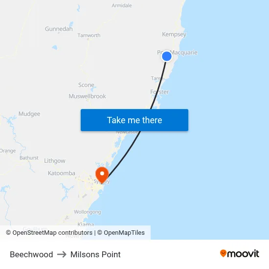 Beechwood to Milsons Point map