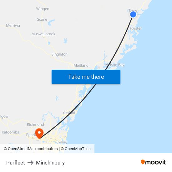 Purfleet to Minchinbury map