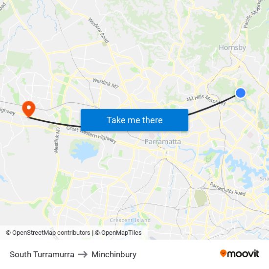 South Turramurra to Minchinbury map