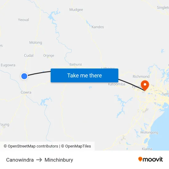 Canowindra to Minchinbury map
