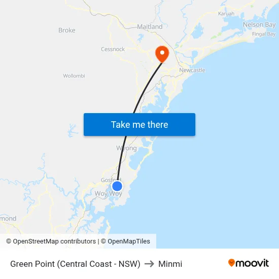 Green Point (Central Coast - NSW) to Minmi map