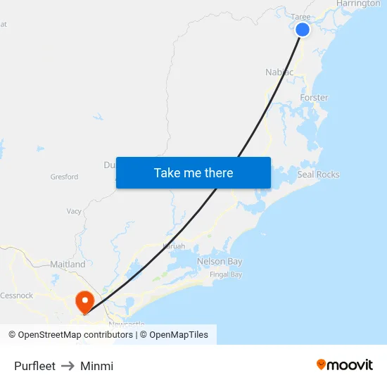 Purfleet to Minmi map