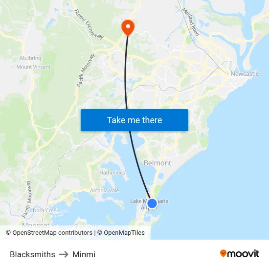 Blacksmiths to Minmi map