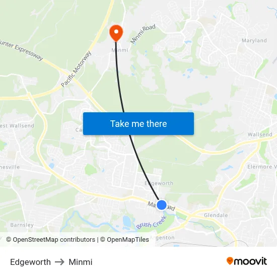 Edgeworth to Minmi map