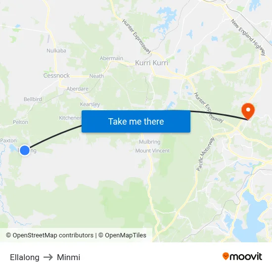 Ellalong to Minmi map