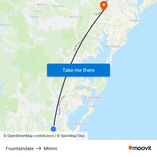 Fountaindale to Minmi map
