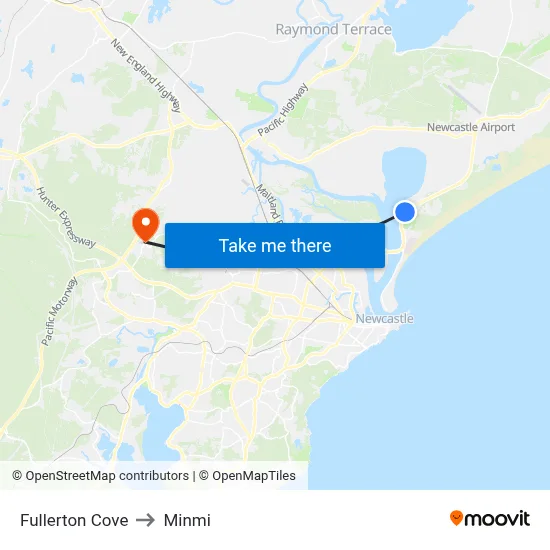 Fullerton Cove to Minmi map