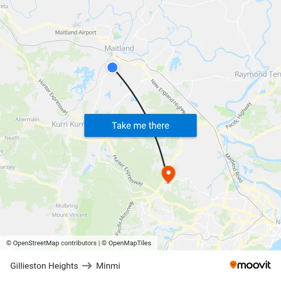 Gillieston Heights to Minmi map