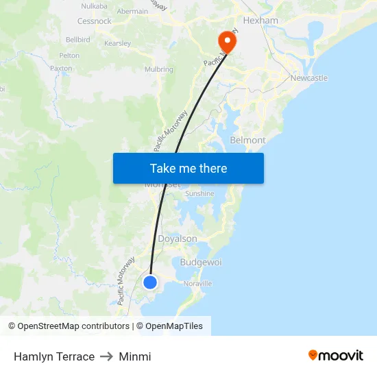 Hamlyn Terrace to Minmi map