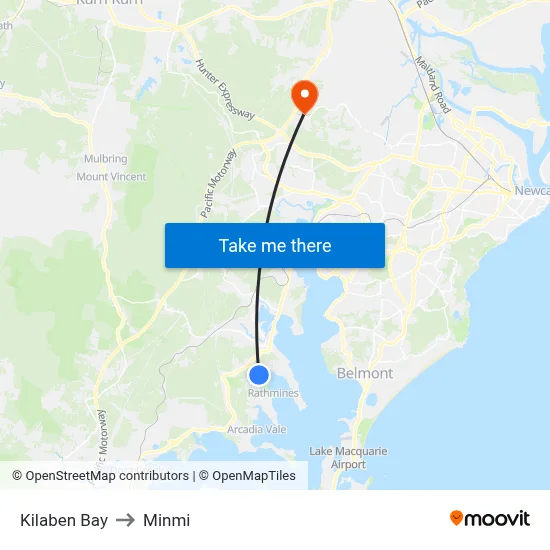 Kilaben Bay to Minmi map