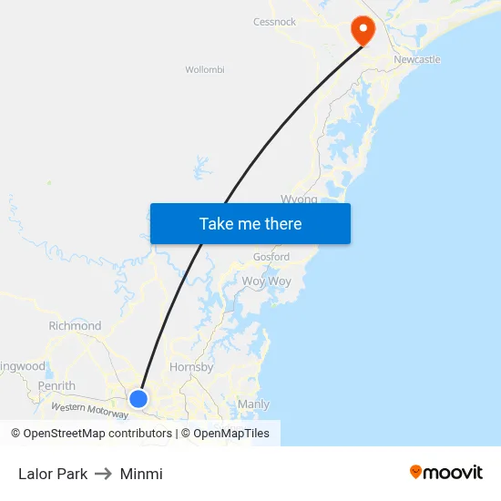 Lalor Park to Minmi map