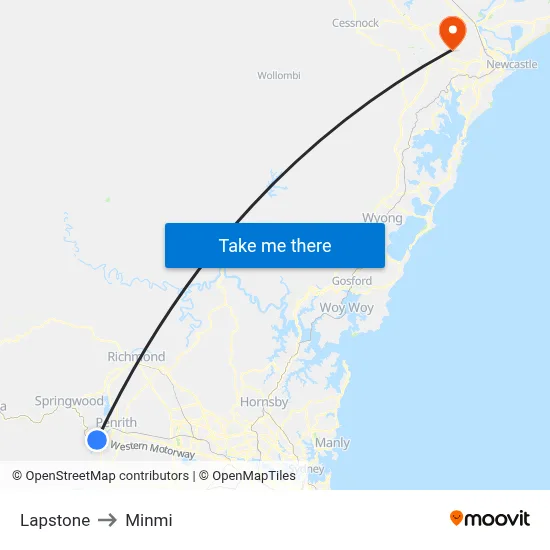 Lapstone to Minmi map