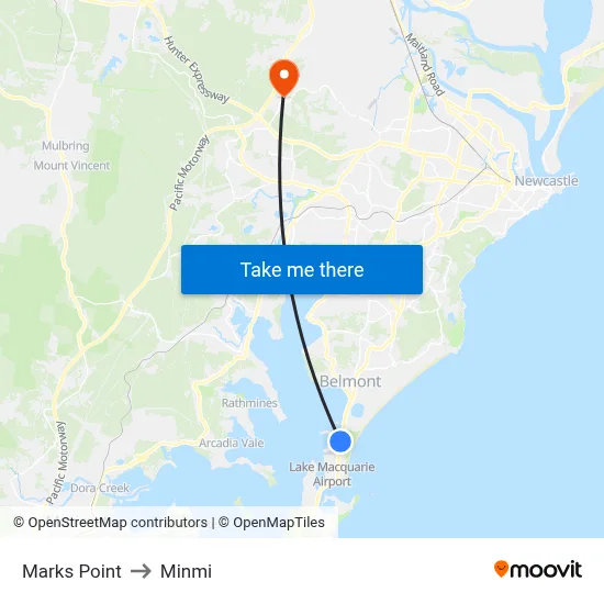 Marks Point to Minmi map