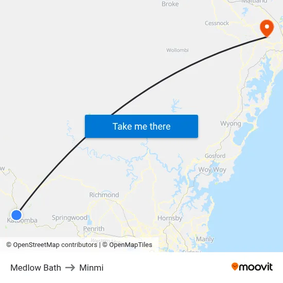 Medlow Bath to Minmi map