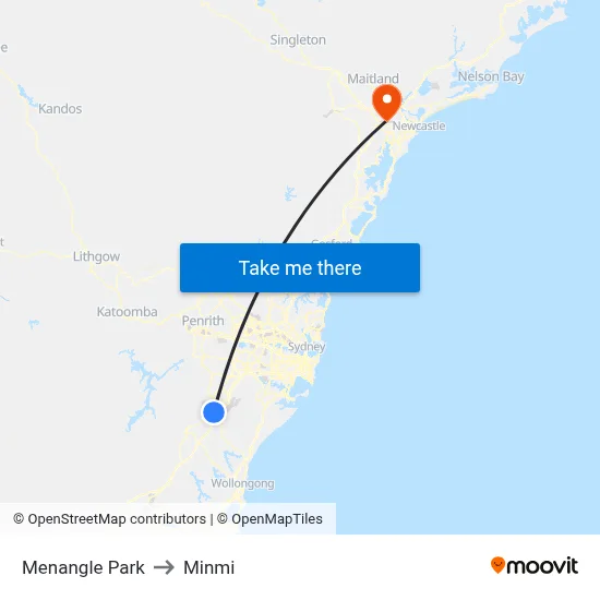 Menangle Park to Minmi map