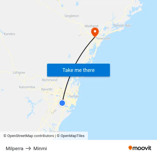 Milperra to Minmi map