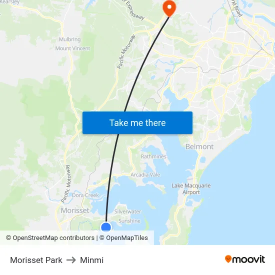 Morisset Park to Minmi map