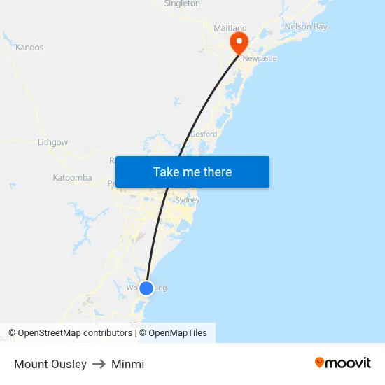 Mount Ousley to Minmi map