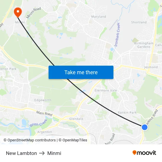 New Lambton to Minmi map