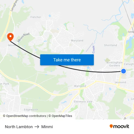 North Lambton to Minmi map