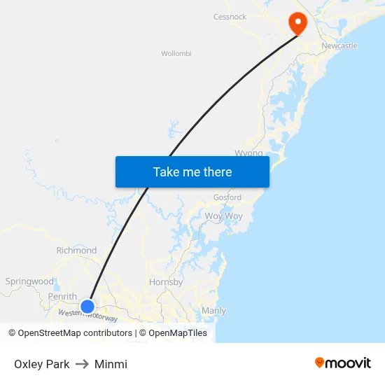 Oxley Park to Minmi map