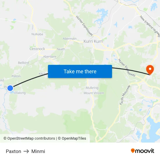 Paxton to Minmi map