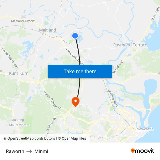 Raworth to Minmi map