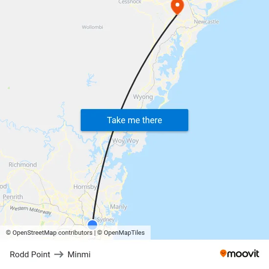 Rodd Point to Minmi map