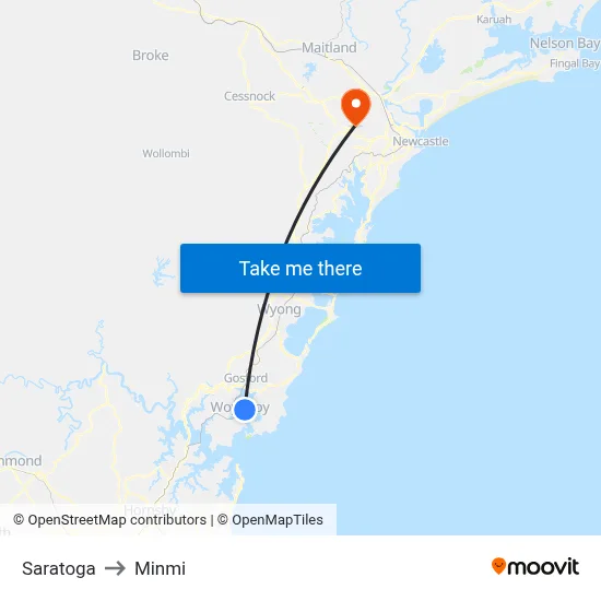 Saratoga to Minmi map