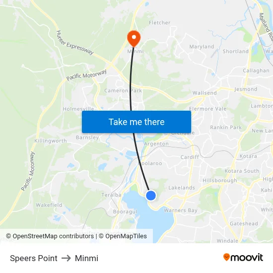 Speers Point to Minmi map