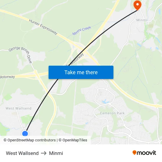 West Wallsend to Minmi map
