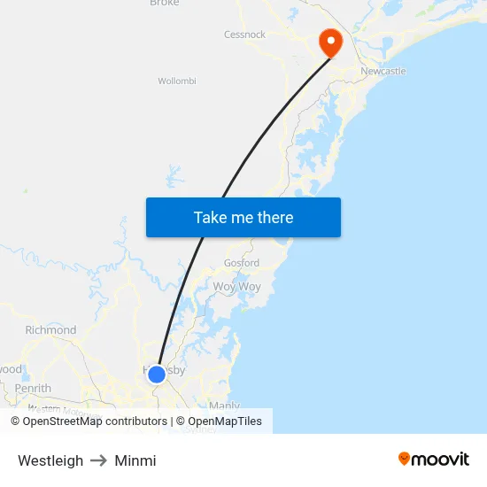 Westleigh to Minmi map
