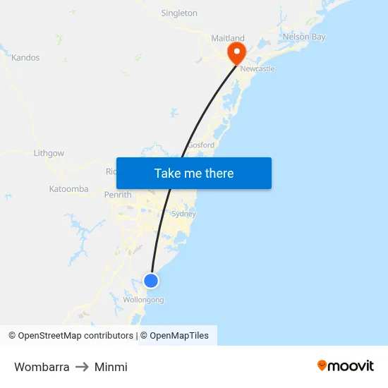 Wombarra to Minmi map