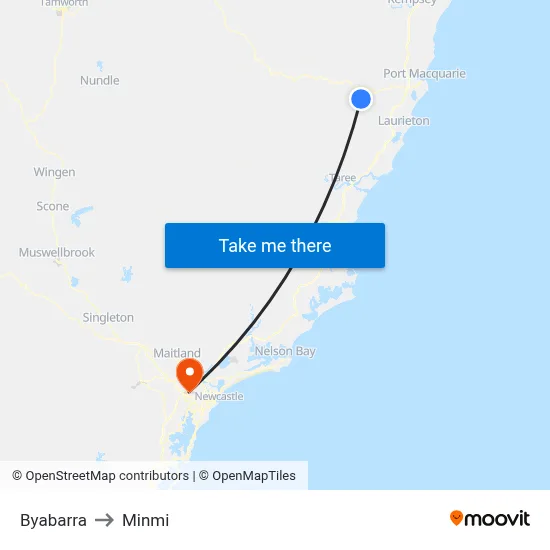 Byabarra to Minmi map