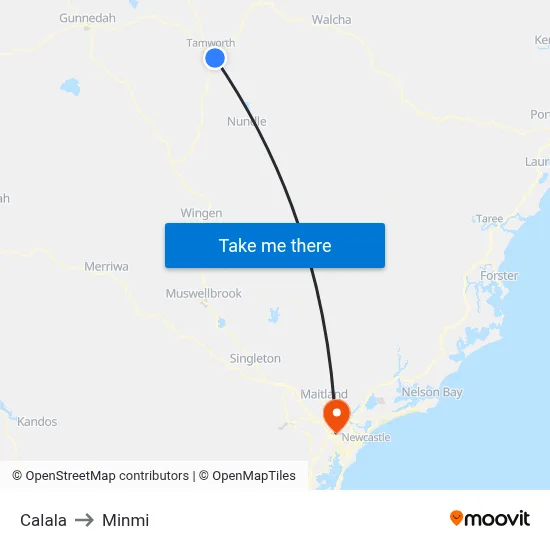 Calala to Minmi map